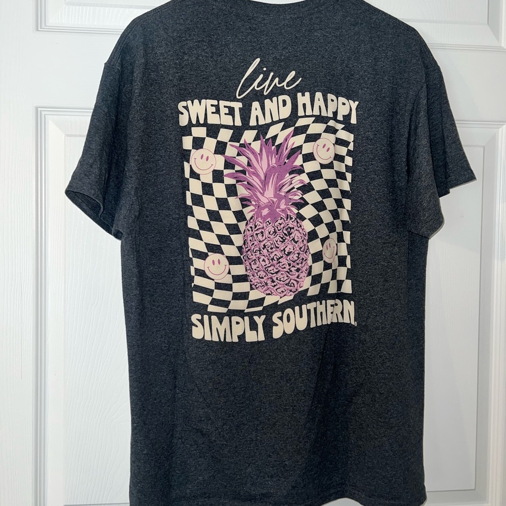 Simply Southern Charcoal Tee with Pink Pineapple